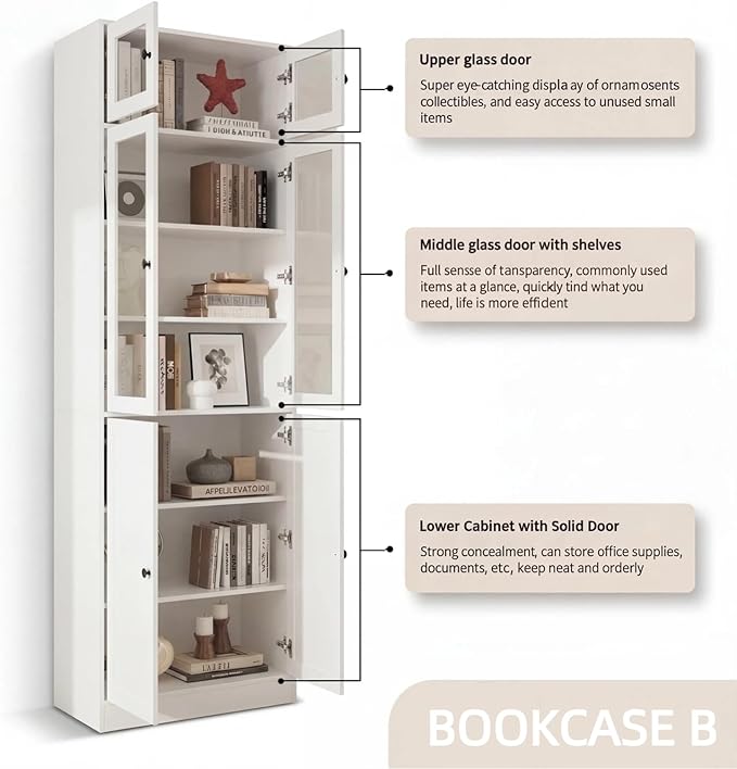 TUSY 85.5" Modern Tall Bookcase - Image 5