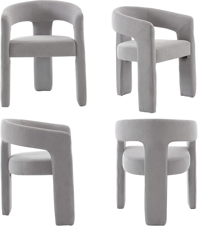 Modern Chenille Dining Chairs Set of 4, Upholstered Barrel Chairs - Image 9