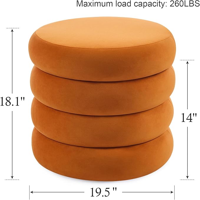 Flouki 19.5" Storage Ottoman Round, Vanity Stools - Image 2
