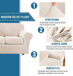 H.VERSAILTEX Modern Velvet Plush 4 Piece High Stretch Sofa Slipcover Sofa Cover - Image 3