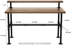 42'' x 28'' Industrial Pipe Table Legs Set, Iron-Cast Finish Piping - Image 3