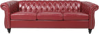 Mid-Century 3 Seater Sofa, Faux Leather Couch - Image 7