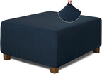 NeColorLife Square Ottoman Cover Jacquard Fabric Thick Stretchable Slipcover by NeColorLife