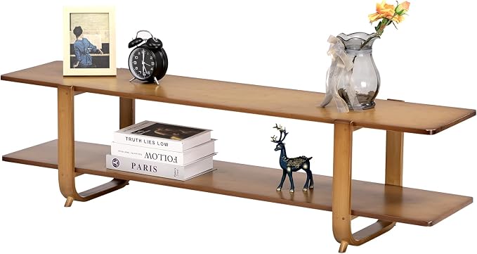 HollyHOME Bamboo TV Stand with Storage - Image 7
