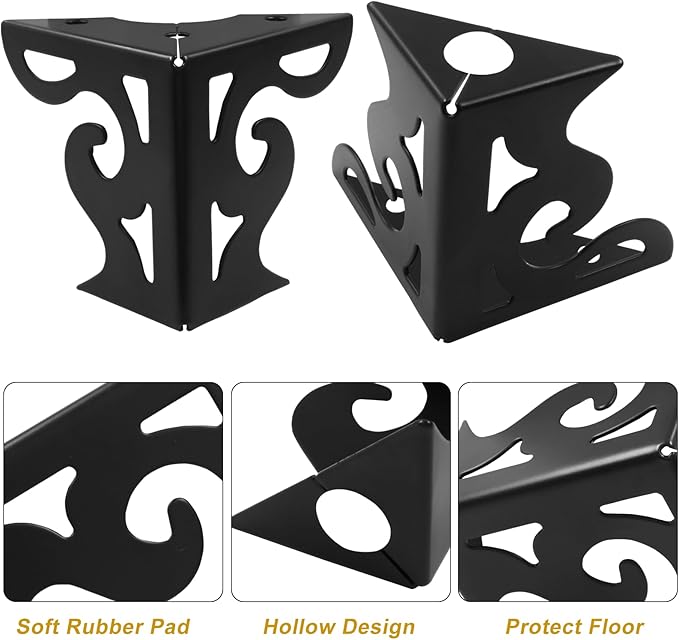 Piutouyar 3 Inch Hollow Out Furniture Legs Set of 4, Modern Triangle Couch Feet - Image 4