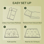 ZonLi Japanese Floor Futon Mattress Full Size 75"x 54", 100% Cotton Cover 4'' - Image 9