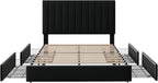 Allewie Queen Size Storage Bed Frame, Vertical Channel Tufted Adjustable - Image 8