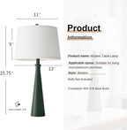 Oneach 25.75" Green Table Lamp Set of 2, Bedside Lamps - Image 4