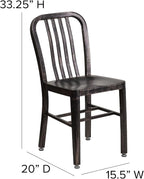 Flash Furniture Commercial Grade Black-Antique Gold Metal Indoor-Outdoor Chair - Image 3