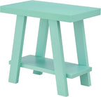 Roundhill Furniture Athens Contemporary Wood Shelf Side Table in Teal - Image 7