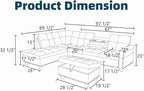 97.5" L Shaped Couch Set Leather, Modular Sectional Couches - Image 2