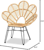 Maykoosh Bohemian Natural Brown Vintage Vogue and Black Metal Accent Chair - Image 3
