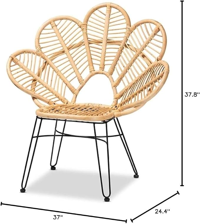 Maykoosh Bohemian Natural Brown Vintage Vogue and Black Metal Accent Chair - Image 3