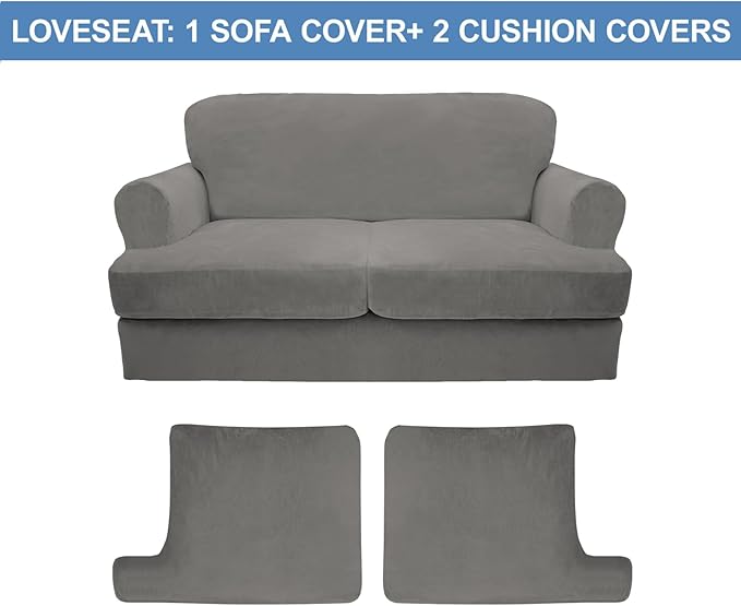CUCRAF T Cushion Sofa Cover 3 Piece Loveseat Slipcovers, Soft Thick Velvet - Image 5