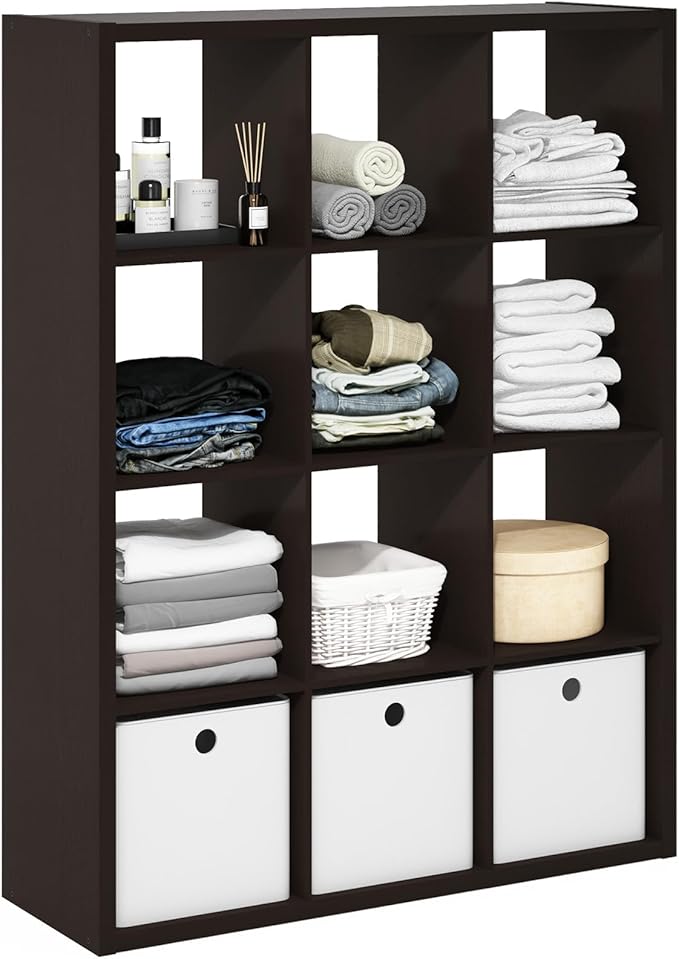 Furinno Cubicle Book Shelf, 12-Cube Bookshelf, Extra Thick Frame Reversible by Furinno-FitsYourSpaceFitsYourBudget