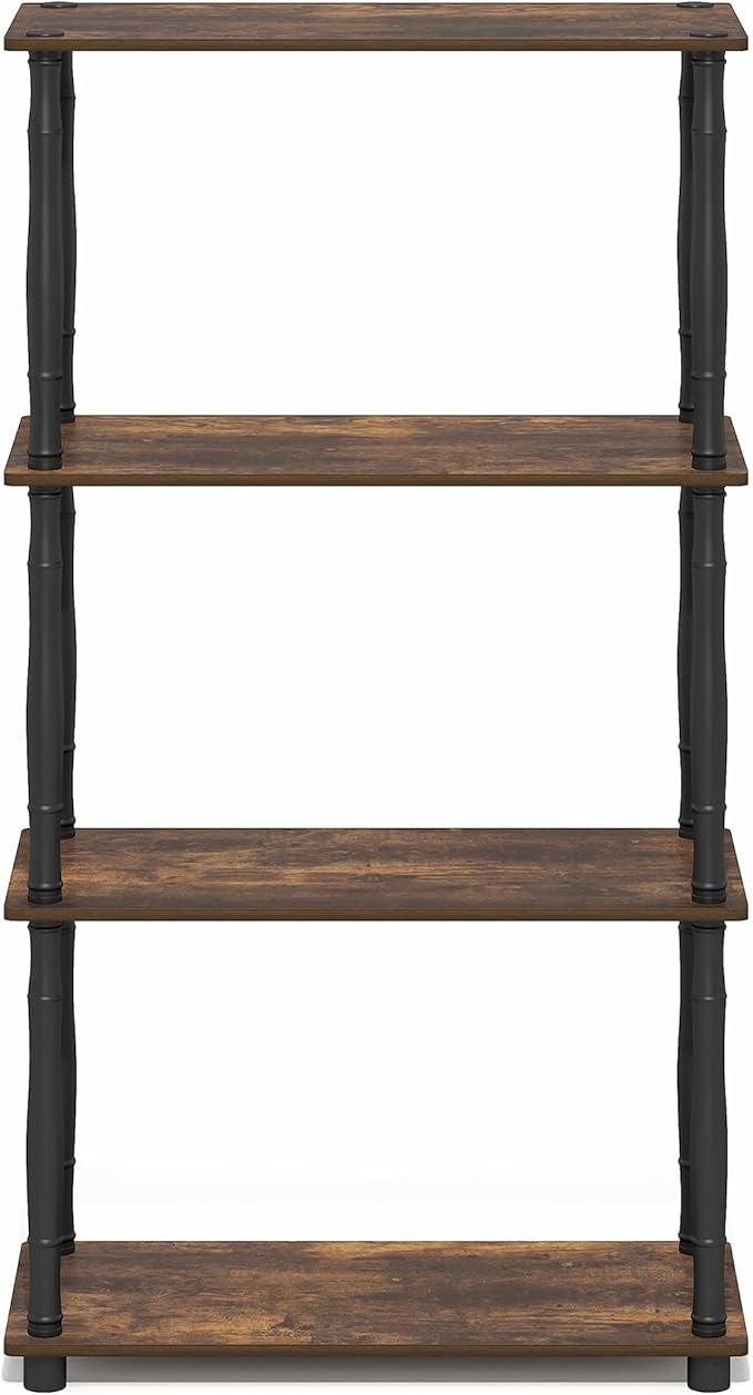 Furinno Turn-N-Tube Storage Shelves, 4-Tier Open Frame Book Shelf, Standing - Image 7