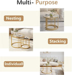 Garden 4 you Nesting Coffee Table, 23.6" Round Coffee Table Set of 2, Glass - Image 7
