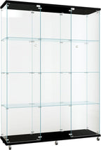 FLYMUHJIA Curio Cabinets with Glass Doors Modern Glass Shelves Tempered Glass by FLYMUHJIA