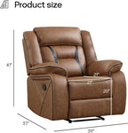 EBELLO Faux Leather Manual Recliner Chair, Modern Design Single Reclining Sofa - Image 2