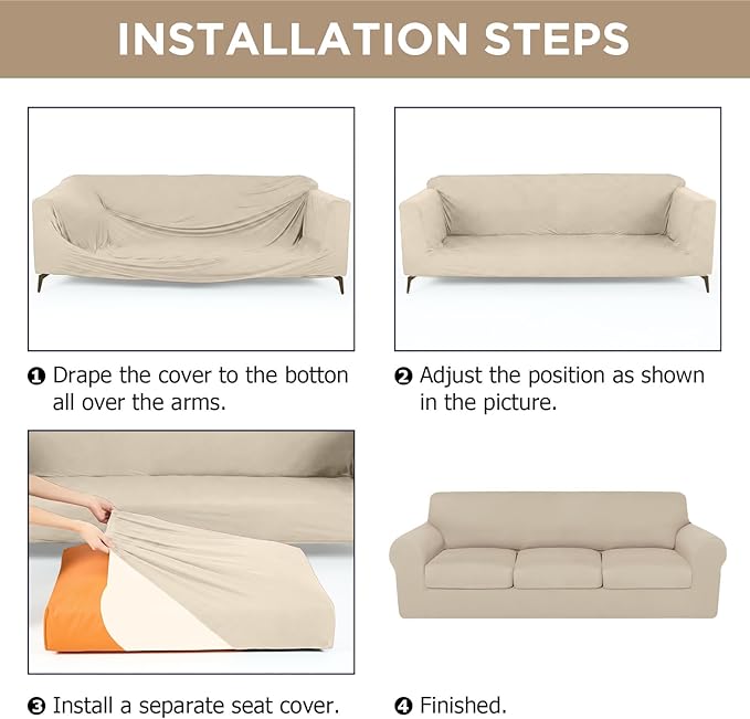 HunnmingRe Sofa Covers for 3 Cushion Couch Stretch Sofa and Loveseat Covers Set - Image 3