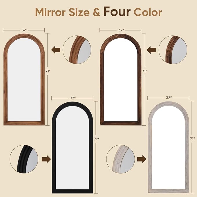 Full Length Mirror, Oversized Stand Up Mirrors Large Wall Mirrors, Wall Mounted - Image 6