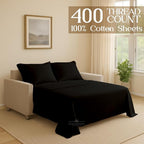 Sleeper Sofa Bed Sheet, 100% Cotton 400 Thread Count, 4 Piece Set, Deep Pocket - Image 2