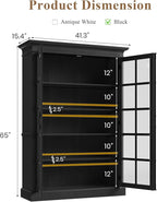 QUW Modern 65" Tall Display Cabinet, Farmhouse Curio Cabinets - Image 3