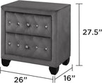 Sophia Modern Style Crystal Tufted 2-Drawer Nightstand Upholstered - Image 4