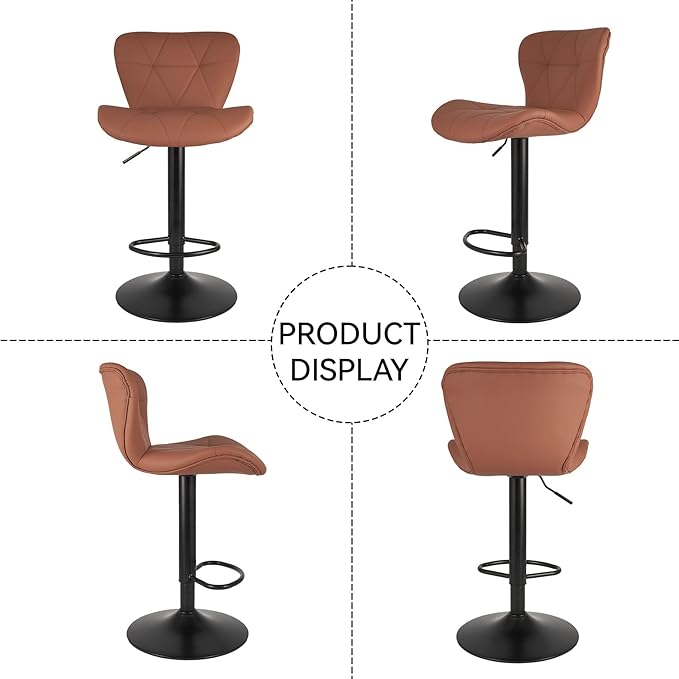 Nalupatio Modern Bar Stools Set of 2, Faux Leather Upholstered Swivel Bar Stools - Image 7