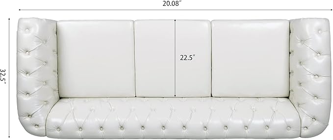 LEVNARY Chesterfield Sofa, Classic Tufted Upholstered Leather Couch, Modern 3 - Image 2