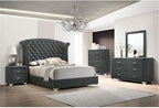 Pemberly Row Contemporary Upholstered 2-Drawer Nightstand, Soft Grey Velvet - Image 2