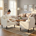 2PCS Mid Century Modern Accent Chair, Chenille Fabric Armchair - Image 4