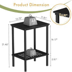 2 Tier Small Side Table, Bedside Table, Narrow Entryway Table, Bamboo End Table - Image 2