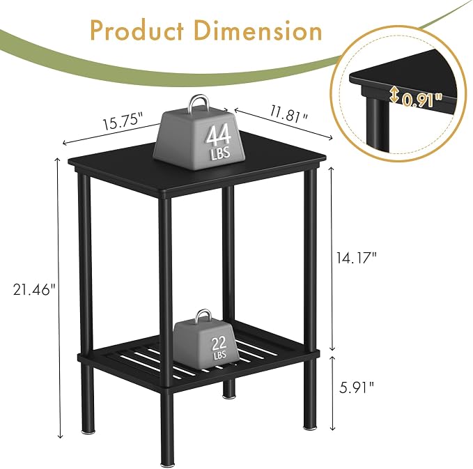 2 Tier Small Side Table, Bedside Table, Narrow Entryway Table, Bamboo End Table - Image 2