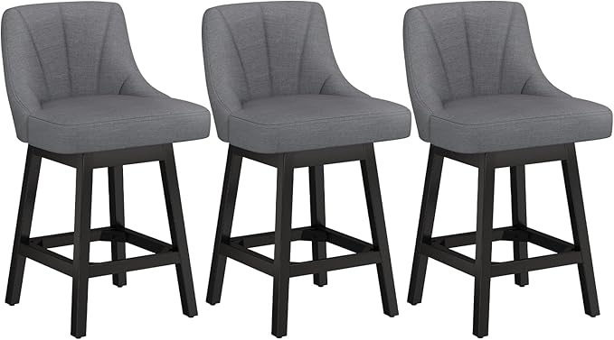 YaFiti Swivel Bar Stools Set of 3, 26 Inch Counter Height Bar Stools by YaFiti
