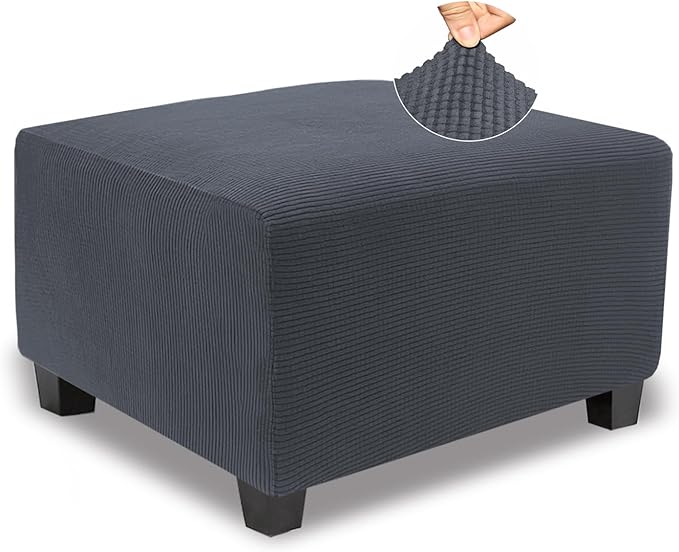 NeColorLife Stretch Ottoman Cover Square Oversized Soft Knitted Jacquard Thick by NeColorLife