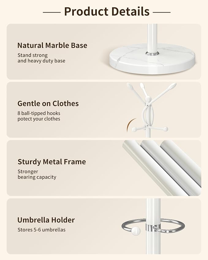 ZOZOE Metal Coat Rack Stand, Modern Coat Rack Freestanding - Image 2
