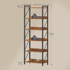 HOOBRO Bookshelf, 6-Tier Industrial Bookcase, Book Shelf Storage Organizer - Image 3