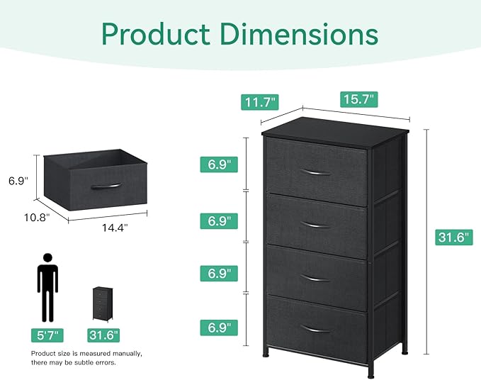 AODK Dresser for Bedroom with 4 Storage Drawers, Small Dressers Chest of - Image 3