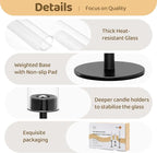 Black Hurricane Glass Candle Holders Set of 6, Tall Metal Taper Candle Stick - Image 3