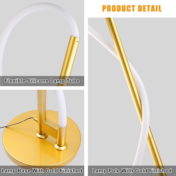 Modern LED Gold Floor Lamp, 3-Level Dimmable Flexible DIY Modeling Tall - Image 7