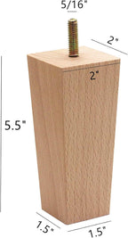 WEICHUAN Tapered Solid Beech Wood Furniture Legs - Image 2