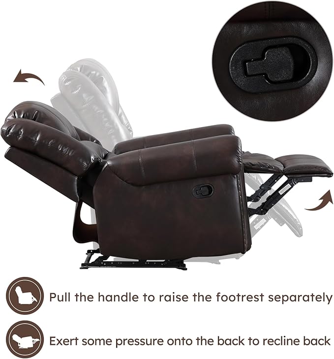 CANMOV Leather Recliner Chair, Classic and Traditional Manual Recliner Chair - Image 7