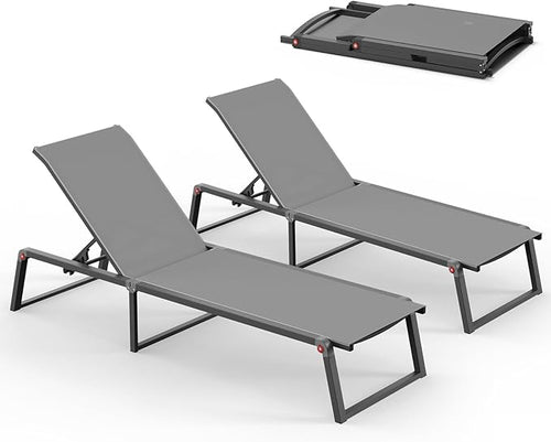 Aluminum Chaise Lounge Chair Outdoor, Foldable& No Assembly Patio Pool Lounge by Oasbira