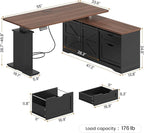 SEDETA Farmhouse L Shaped Standing Desk, 55 inch Height Adjustable Corner Desk - Image 2