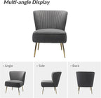 HULALA Home Velvet Accent Chair Set of 2, Modern Armless Upholstered Side Chair - Image 7