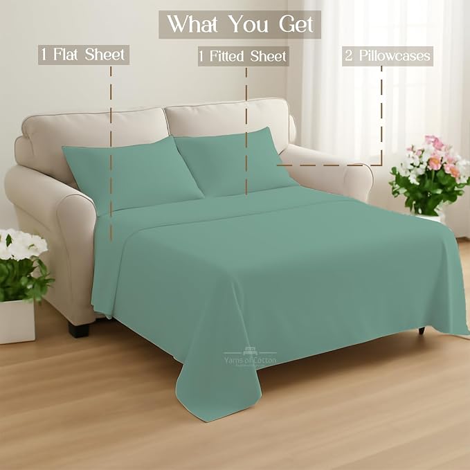Sleeper Sofa Bed Sheet, 100% Cotton 400 Thread Count, 4 Piece Set, Deep Pocket - Image 8
