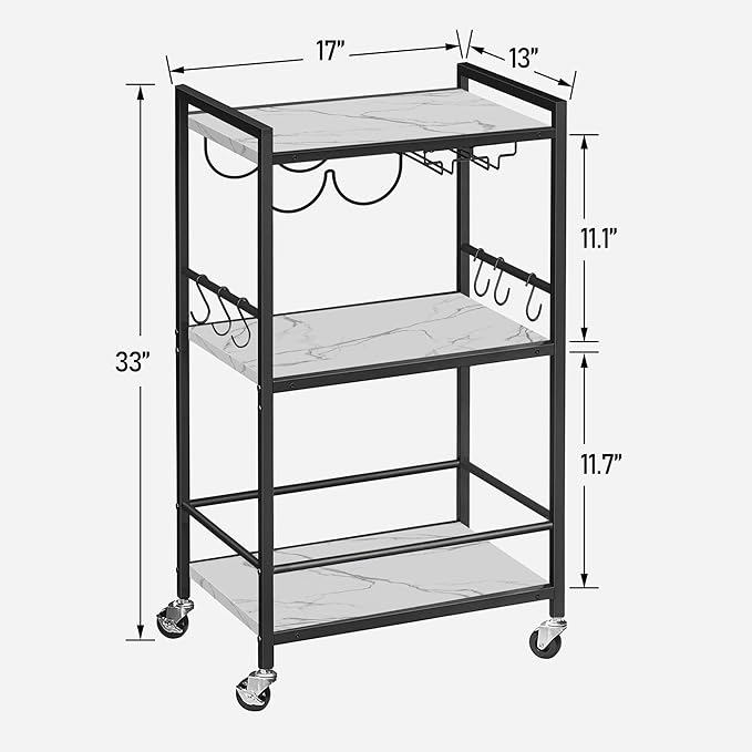 TUTOTAK Bar Cart, Home Bar Serving Cart, Microwave Cart, Drink Cart, Mobile - Image 6