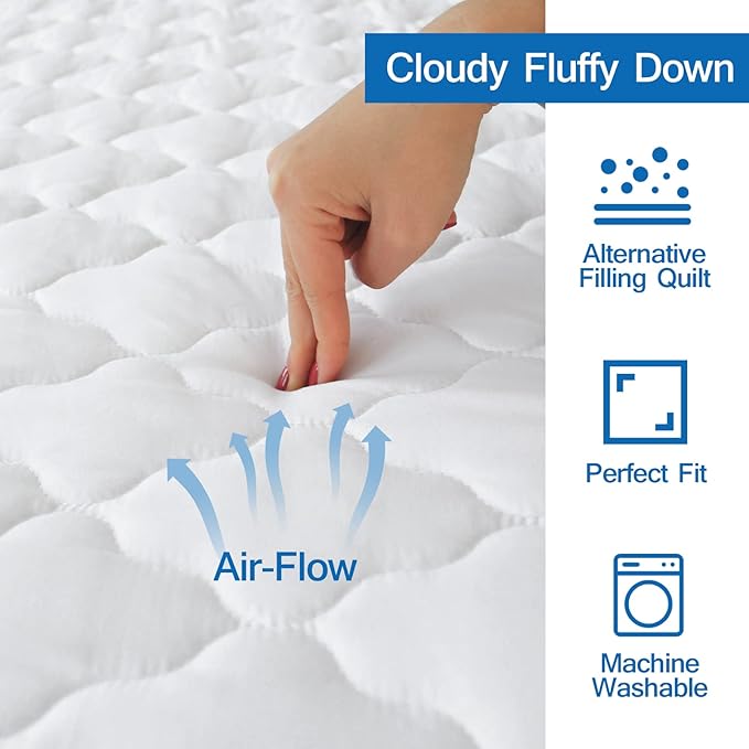 Twin Mattress Pad Waterproof Mattress Protector, Quilted Twin Size Mattress - Image 4