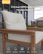 HDPE 3 Piece Patio Furniture Set, All-Weather Outdoor Couch Set - Image 7
